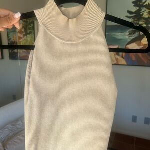 REVOLVE Cream Tan Mock Neck Top